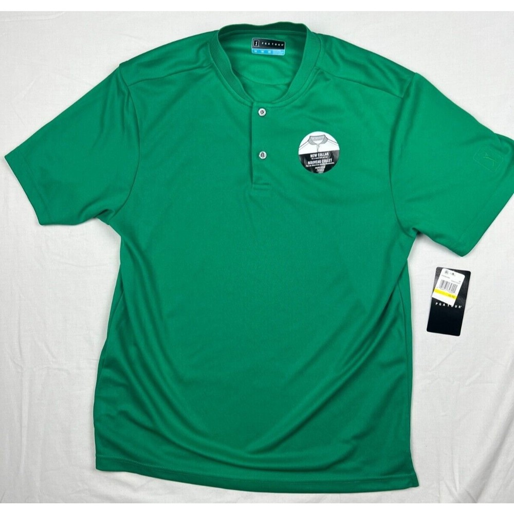 PGA Tour Mens Edge Collar Short Sleeve Golf Polo Shirt GREEN MEDIUM